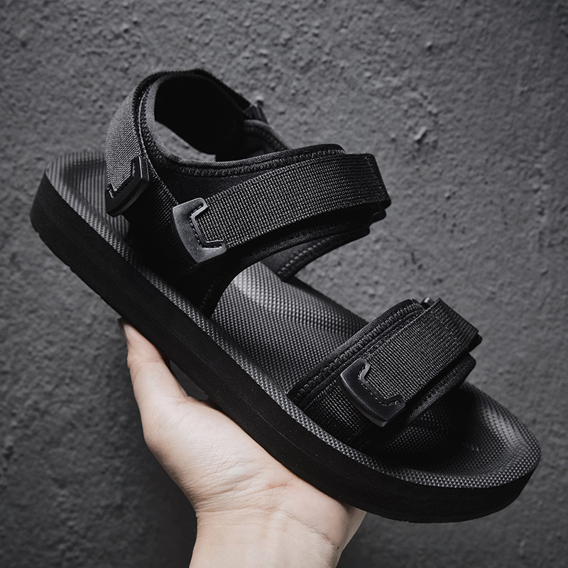 Men'S Shoes With Velcro - Регулируемые сандалии на плоской подошве с