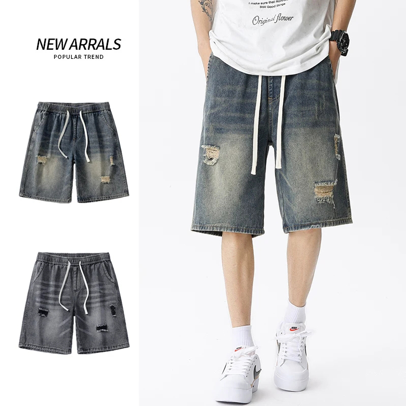 Men'S Shoes With Jeans - Джинсовые шорты мужские в стиле ретро,