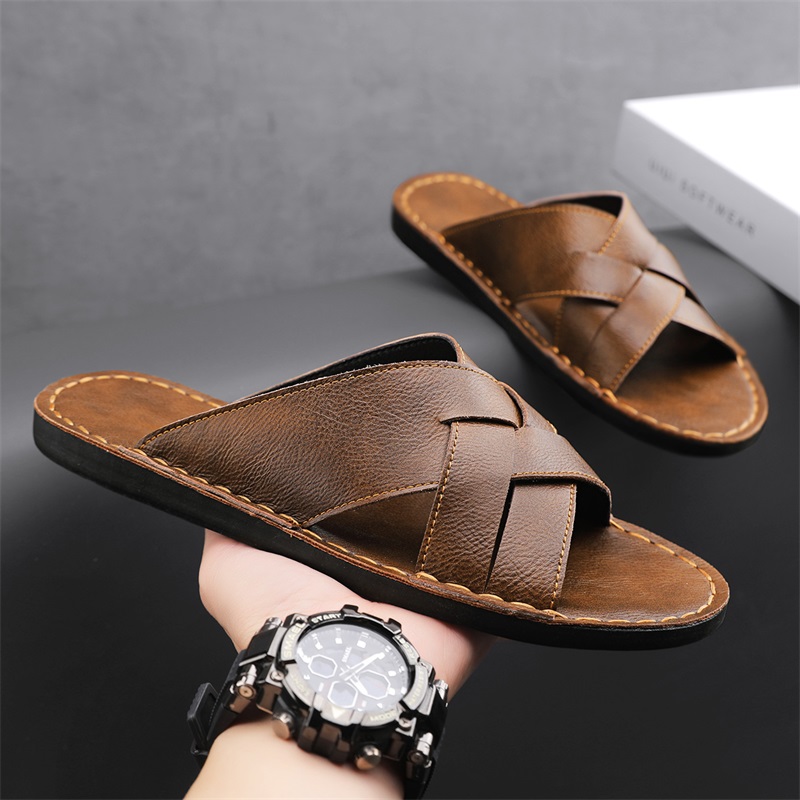 Men'S Shoes Hey Dude - Мужские повседневные сандалии из натуральной кожи,