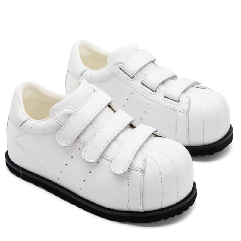 Men'S Shoes With Velcro - Мужские кожаные кеды с закрытым носком,