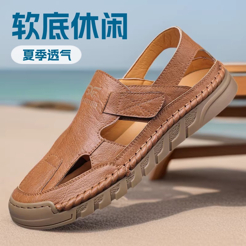 Men'S Shoes With Velcro - Мужские летние сандалии с перфорацией, новые,