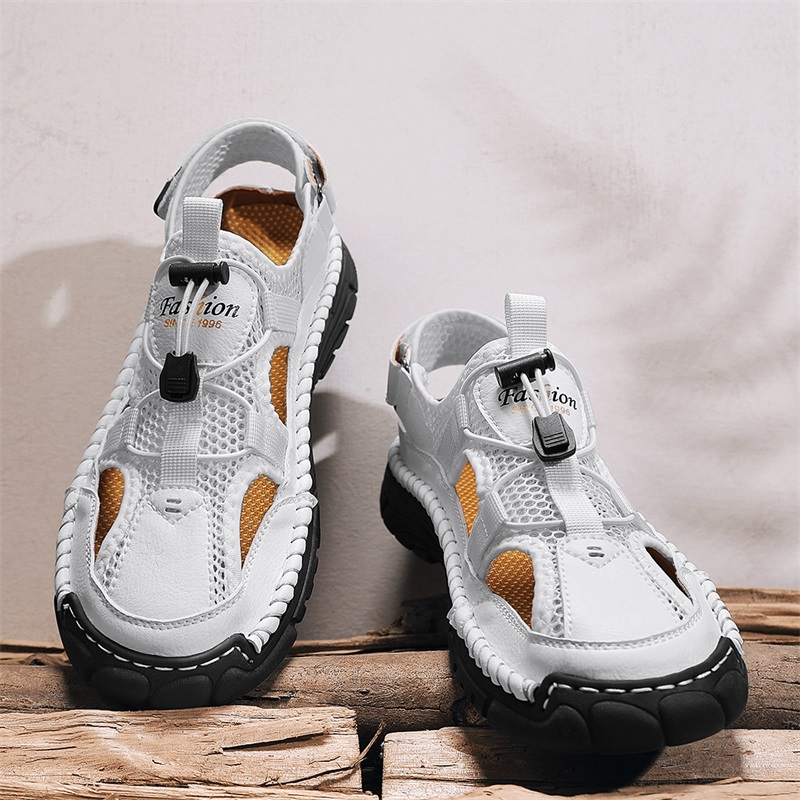 Men'S Shoes With Velcro - Мужские простые сандалии ручной работы с