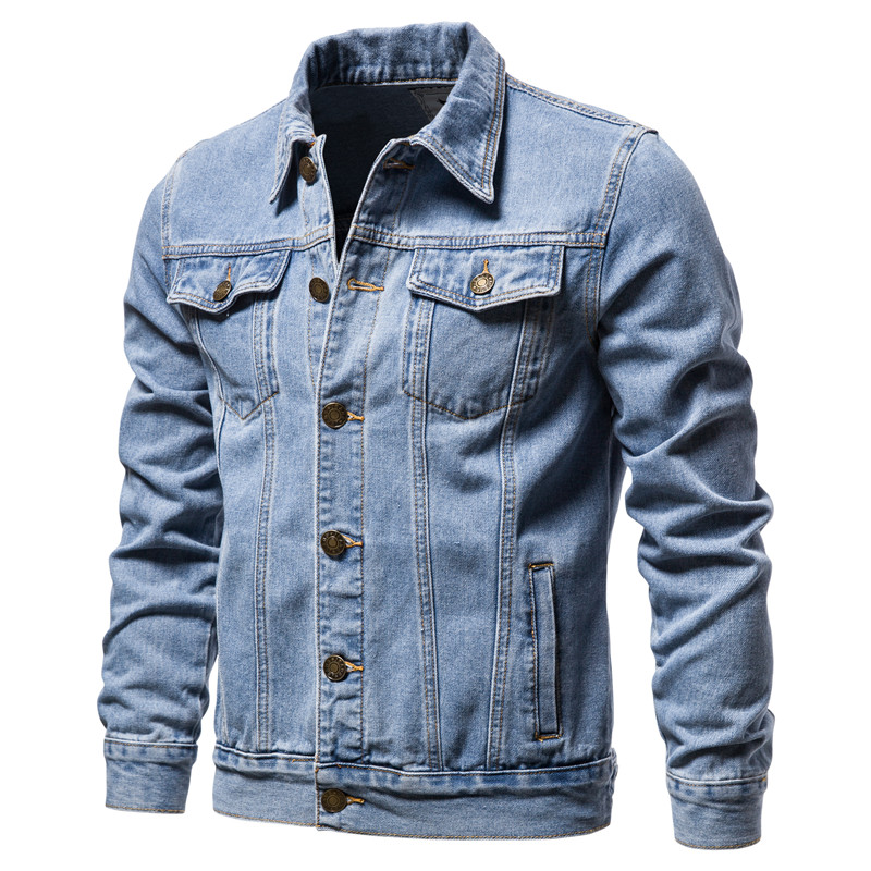 Men'S Shoes With Jeans - Осень 2024, мужские однотонные джинсовые куртки,