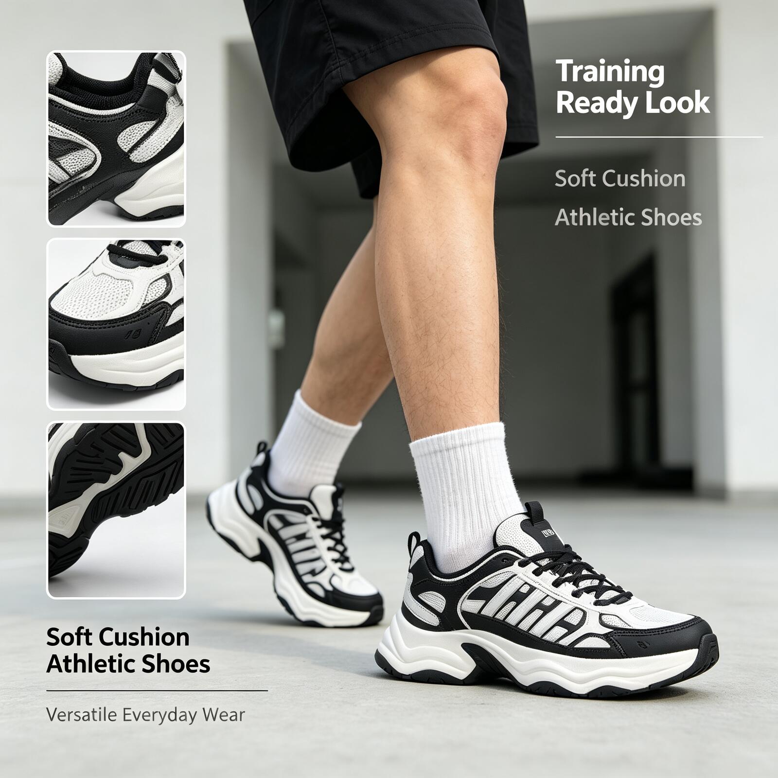 Men Shoes Running Adidas - Спортивные кроссовки Adidas черно-белые низкие для